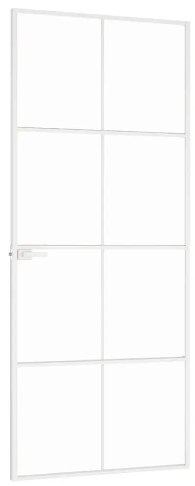 vidaXL Εσωτερική Πόρτα Λευκή 83x201,5 εκ. Ψημένο Γυαλί&Λεπτό Αλουμίνιο