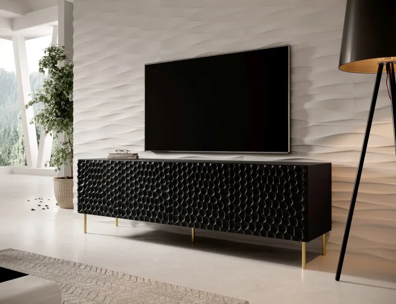 HOLE TV Stand 190 black mat/ black mat DIOMMI CAMA-HOLE-RTV-190-CZ/CZ