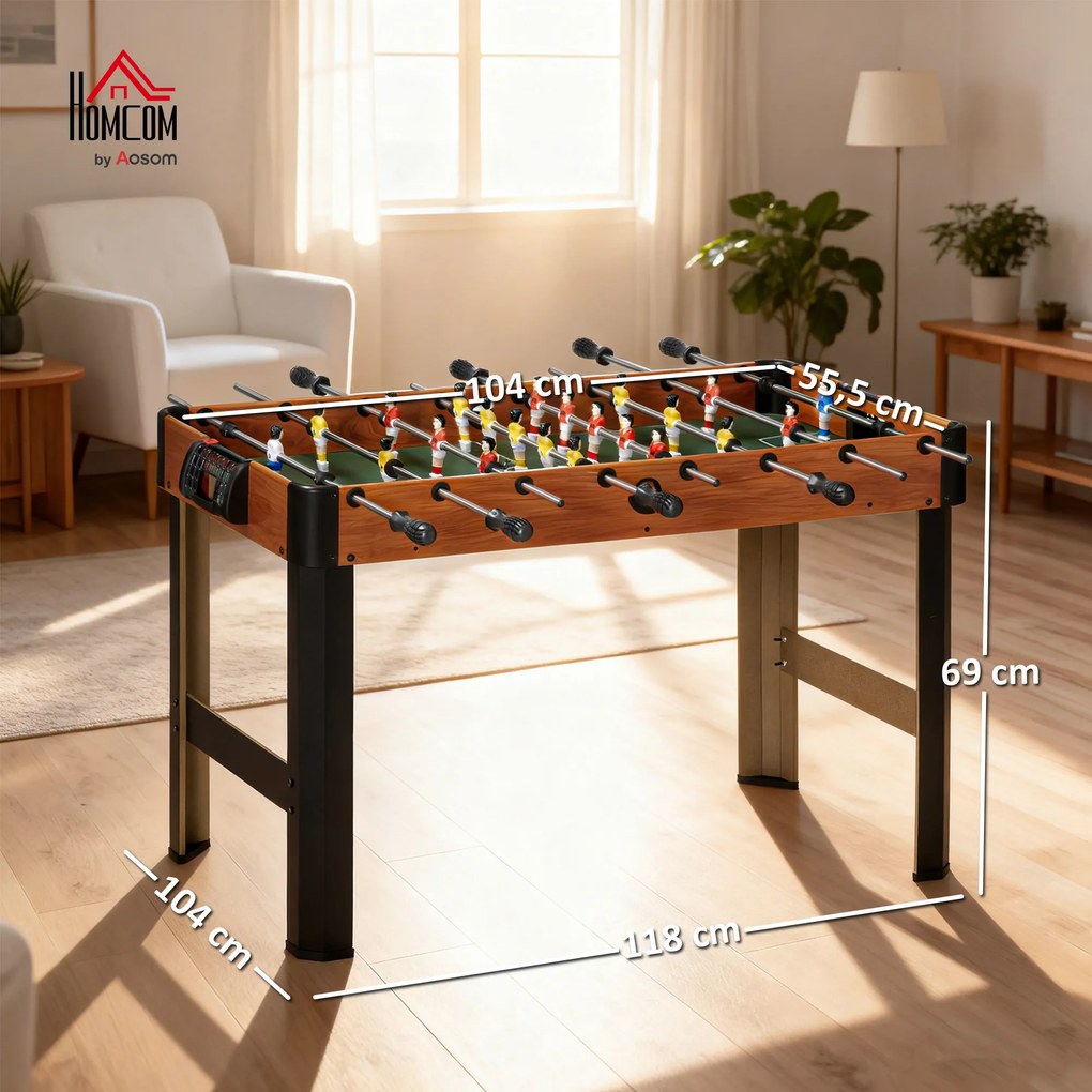 HOMCOM Επιτραπέζιο ποδοσφαίρου, σετ ποδοσφαίρου, 2 μπάλες, αντιολισθητικές λαβές, για εφήβους ενήλικες, ένδειξη σκορ, MDF, μέταλλο, Πολύχρωμο