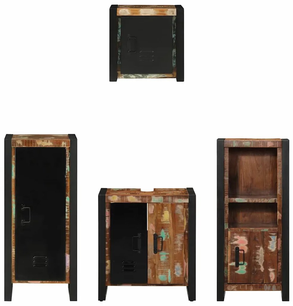 vidaXL Σετ Επίπλων Μπάνιου με συρτάρι 4 pcs Στερεό Ανακτηθέν Ξύλο