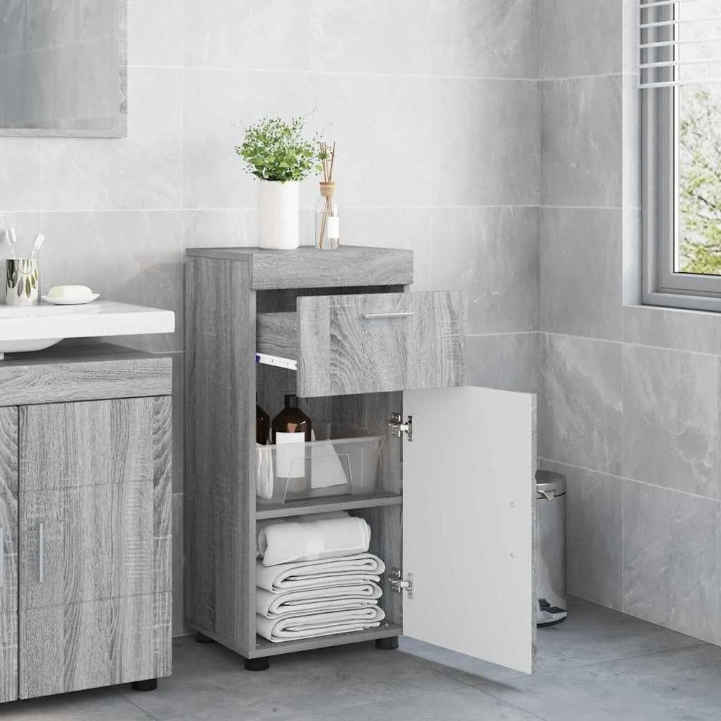 vidaXL Ντουλάπι Μπάνιου με πόρτα TULUM Γκρι sonoma 37 x 31.5 x 82 εκ