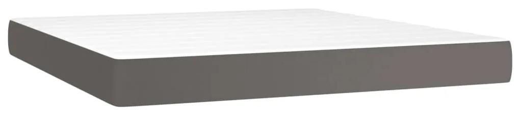 vidaXL Κρεβάτι Boxspring με Στρώμα & LED Γκρι 160x200 εκ. Συνθ. Δέρμα