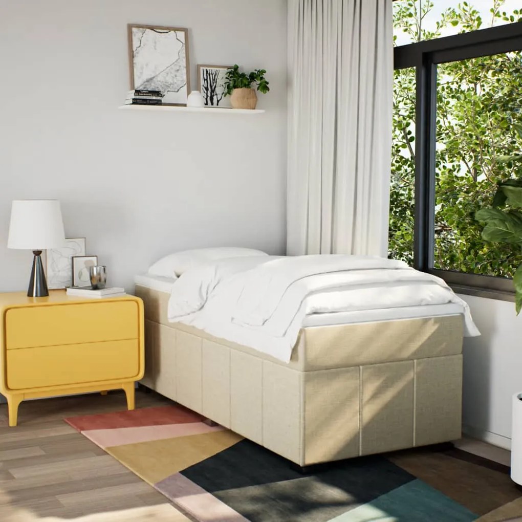 vidaXL Κρεβάτι Boxspring με Στρώμα Κρεμ 90x190 εκ.Υφασμάτινο