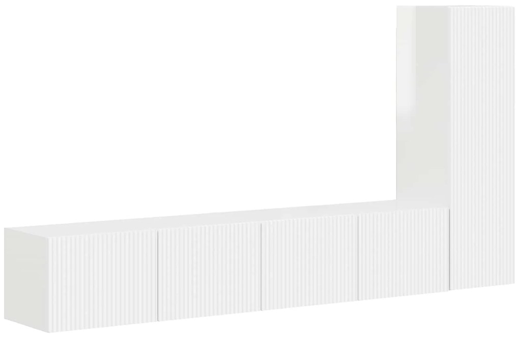 vidaXL Σετ επίπλου τηλεόρασης Επιτοίχιο 2 pcs Υψηλής γυαλάδας λευκό