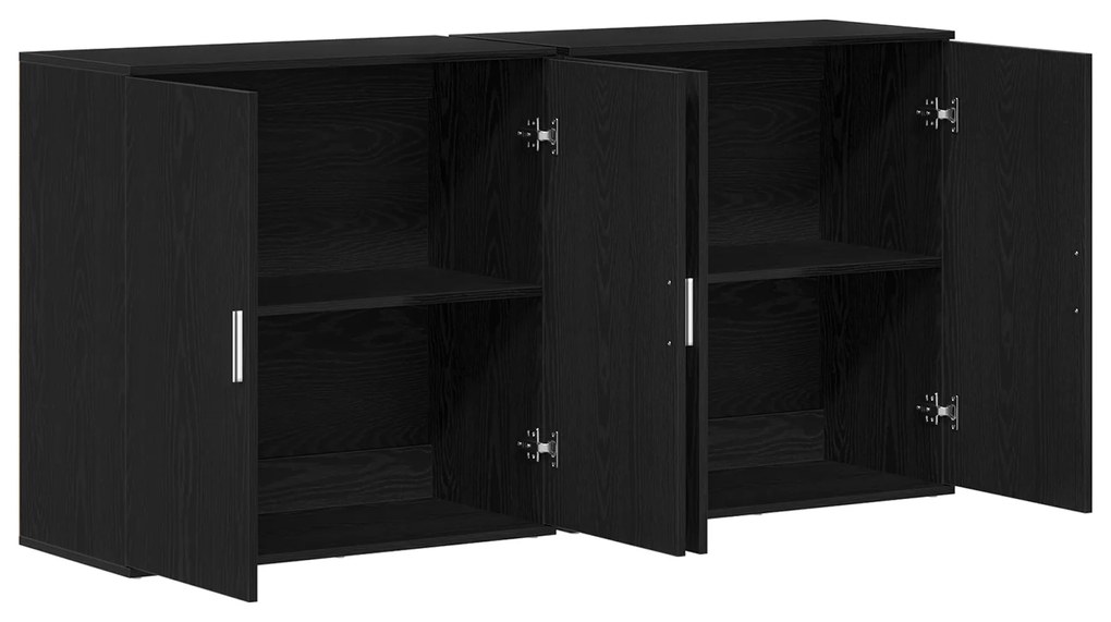 vidaXL Μπουφέδες 2 τεμάχια Μαύρος Δρύς 79x38x80 εκ Επεξεργασμένο Ξύλο