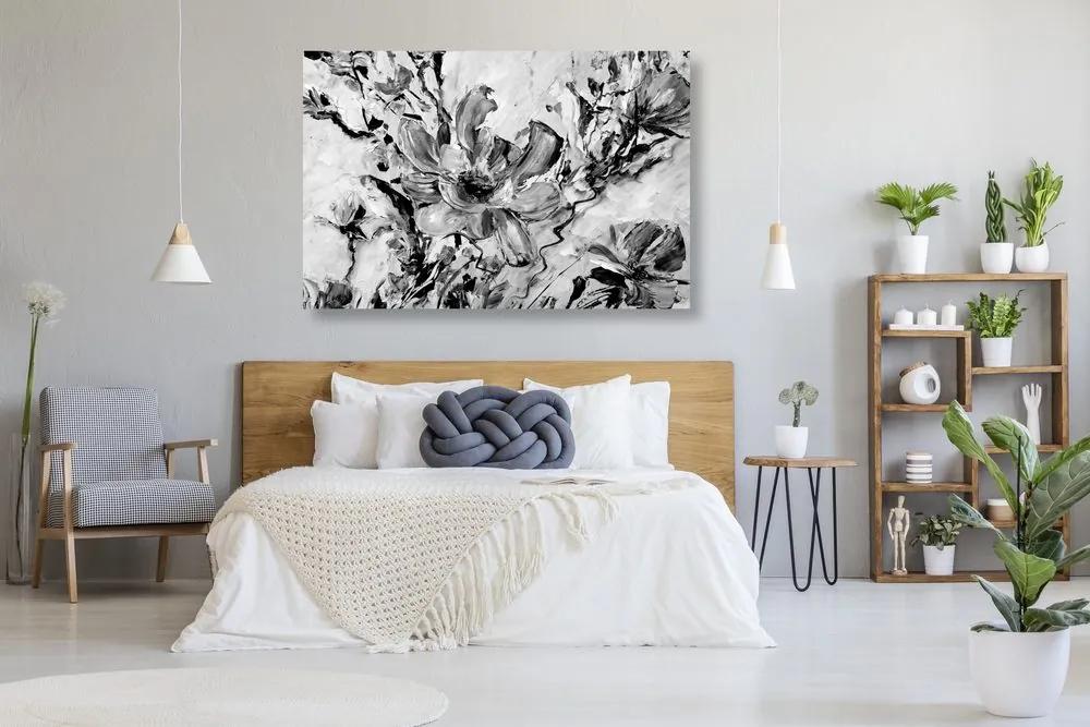 Εικόνα ζωγραφισμένα καλοκαιρινά λουλούδια σε μαύρο & άσπρο