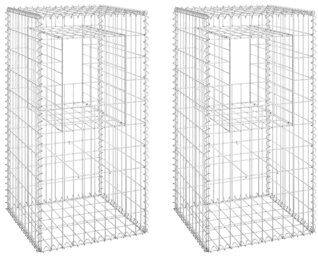 vidaXL Συρματοκιβώτια Στύλοι 2 τεμ. 50 x 50 x 100 εκ. Σιδερένιοι