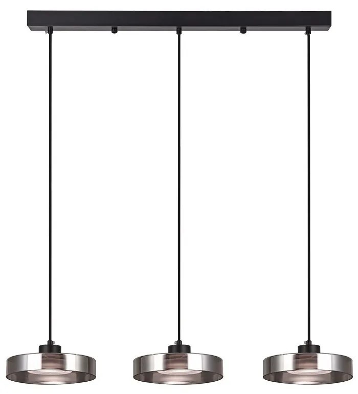 Φωτιστικό Οροφής - Ράγα 4075-3R Led 3CCT 70x200cm 3960lm 3x12W Black-Smoke Inlight