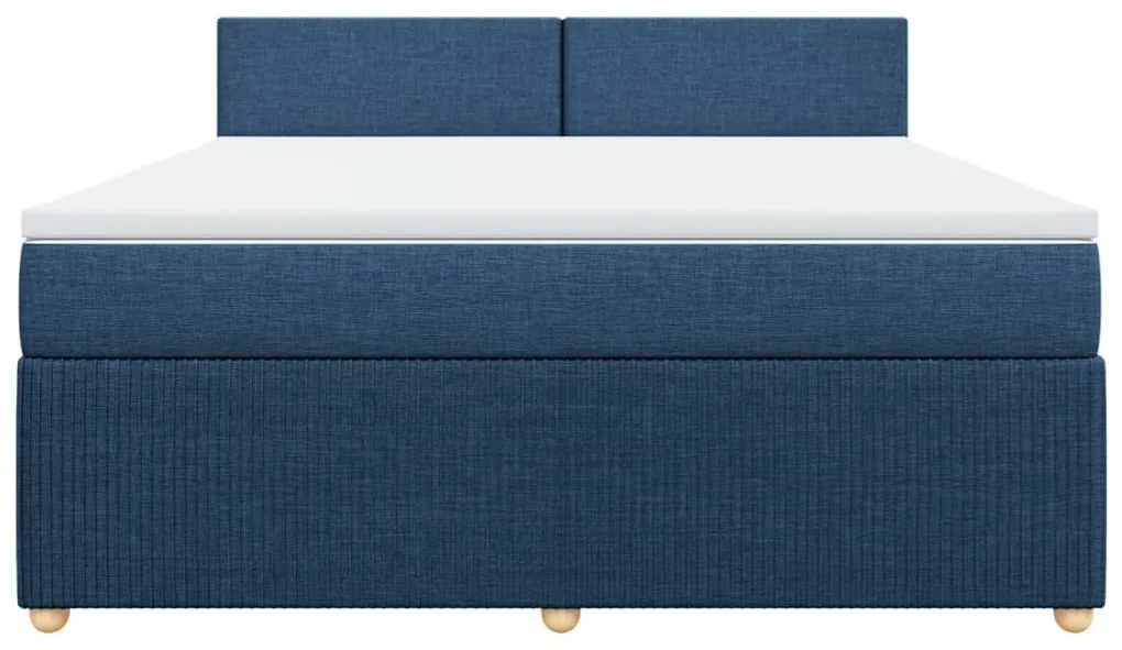 vidaXL Κρεβάτι Boxspring με Στρώμα Μπλε 180x200 εκ. Υφασμάτινο