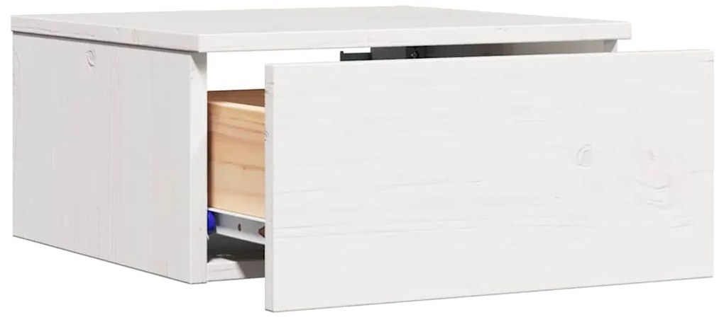 vidaXL Κομοδίνο με συρτάρι Λευκό 37 x 35 x 18.5 εκ Μασίφ ξύλο πεύκου