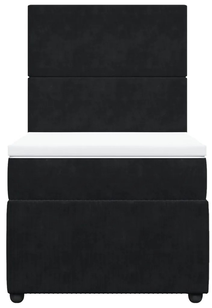 vidaXL Κρεβάτι Boxspring με Στρώμα Μαύρο 90x200 εκ. Βελούδινο