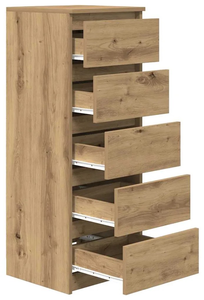 Συρταριέρα με Συρτάρια Τεχνίτης Δρυς 37,5x35x99 εκ. Επεξ. Ξύλο - Καφέ