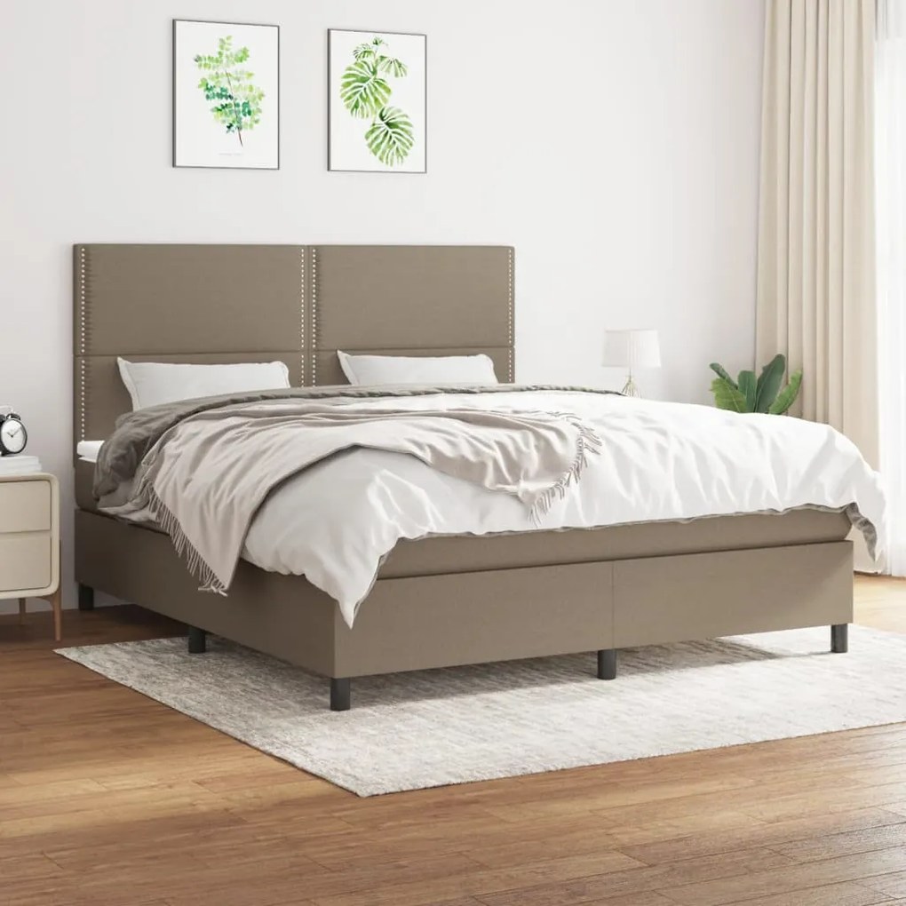 vidaXL Κρεβάτι Boxspring με Στρώμα Taupe 180x200 εκ. Υφασμάτινο