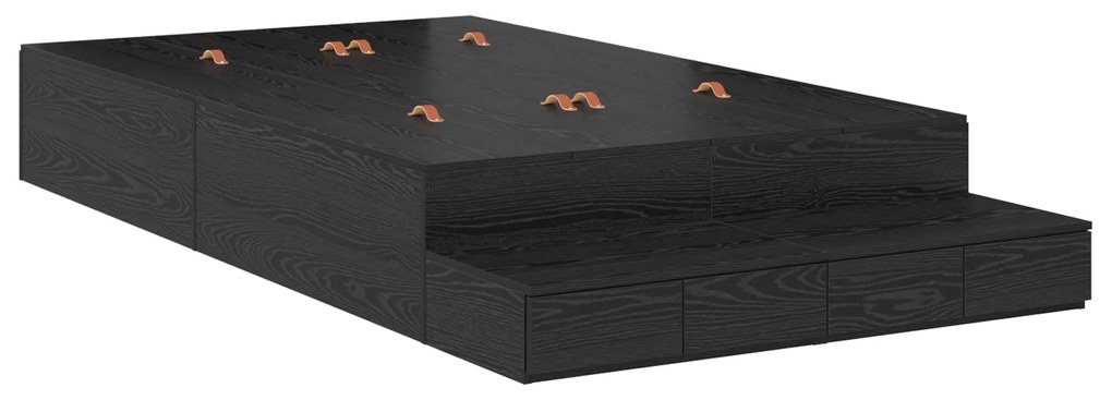 vidaXL Κρεβάτι αποθήκευσης Μαύρη Δρυς 120x190 εκ