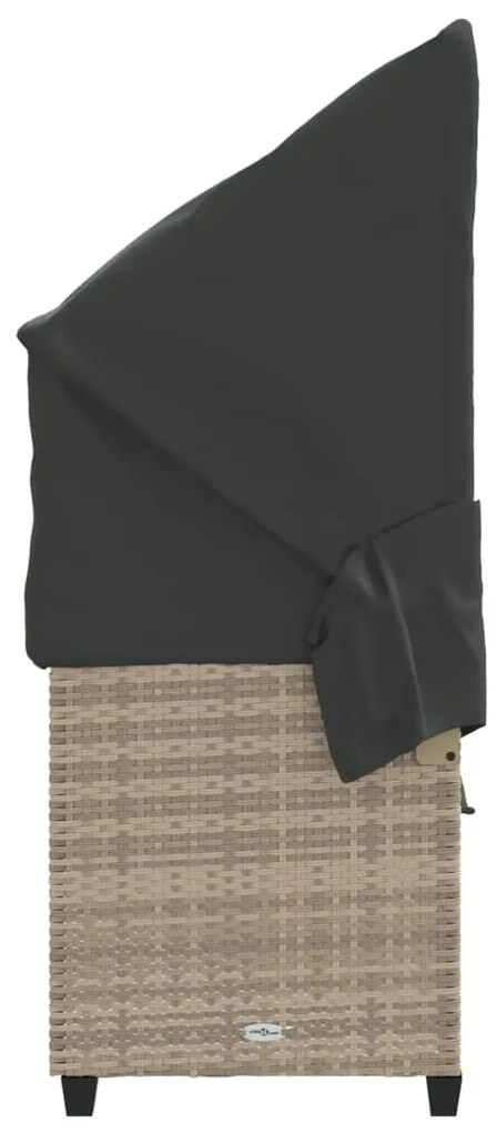 vidaXL Ξαπλώστρα Αν. Γκρι Συνθετικό Ρατάν με Σκίαστρο και Μαξιλάρια