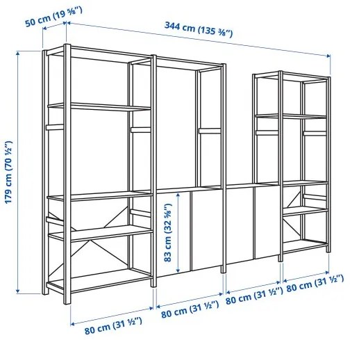 IVAR 4 τμήματα/ράφια, 344x50x179 cm 794.070.68