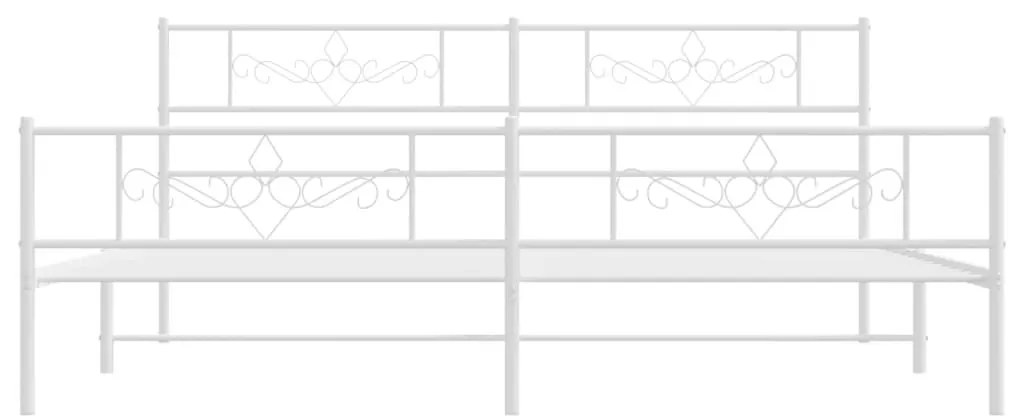 Πλαίσιο Κρεβατιού με Κεφαλάρι&amp;Ποδαρικό Λευκό 183x213εκ. Μέταλλο - Λευκό