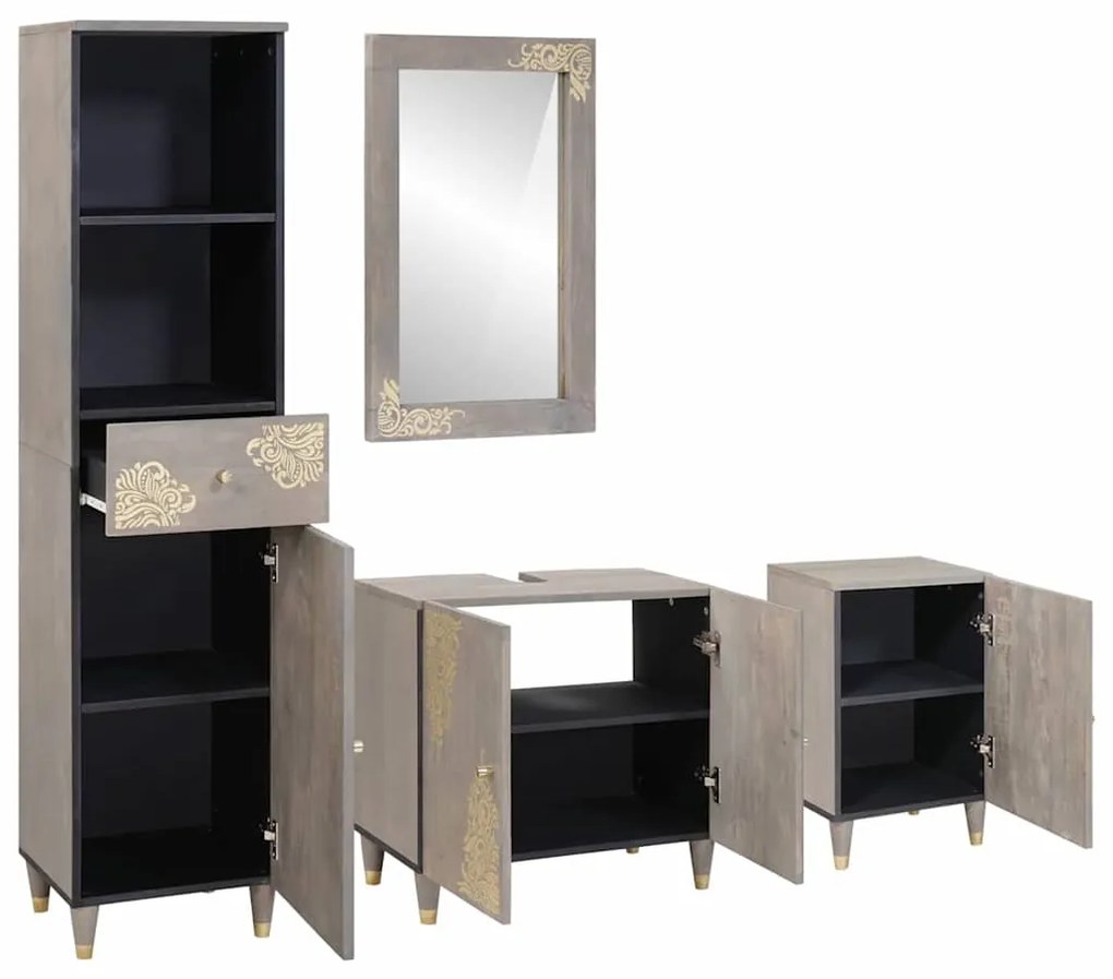vidaXL Σετ Επίπλων Μπάνιου με συρτάρι 4 pcs Γκρι 62 x 33 x 58 εκ.