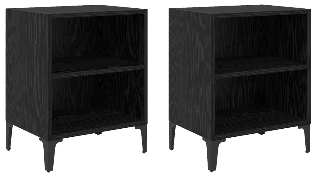 vidaXL Κομοδίνα 2 τεμαχίων Μαύρης Δρυς 40x30x50 εκ. Ξυλείας