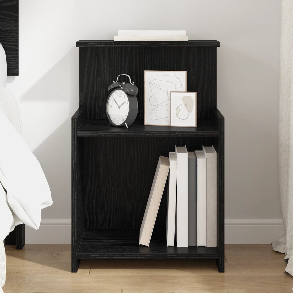 vidaXL Κομοδίνο Μαύρης Δρυς - 40 x 35 x 60 εκ. - Επεξεργασμένο Ξύλο
