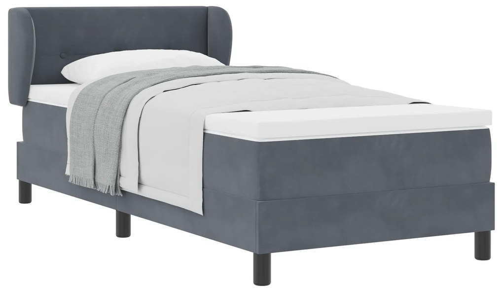 vidaXL Κρεβάτι Box Spring με Στρώμα Γκρι 90x190 εκ. Βελούδο