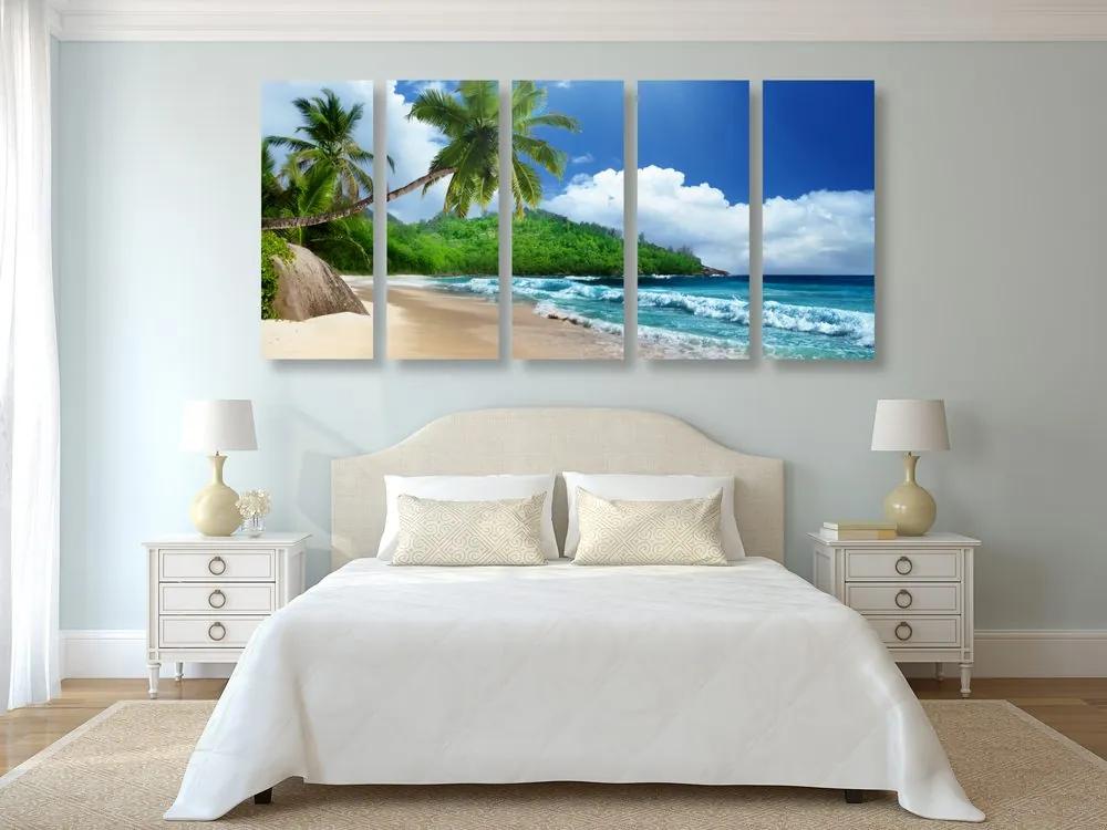 Εικόνα 5 μερών μιας όμορφης παραλίας στο νησί των Σεϋχελλών - 100x50
