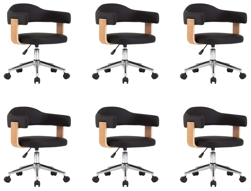 vidaXL Καρέκλες Τραπεζαρίας Περιστρεφόμενες 6 τεμ. Μαύρες Συνθ. Δέρμα