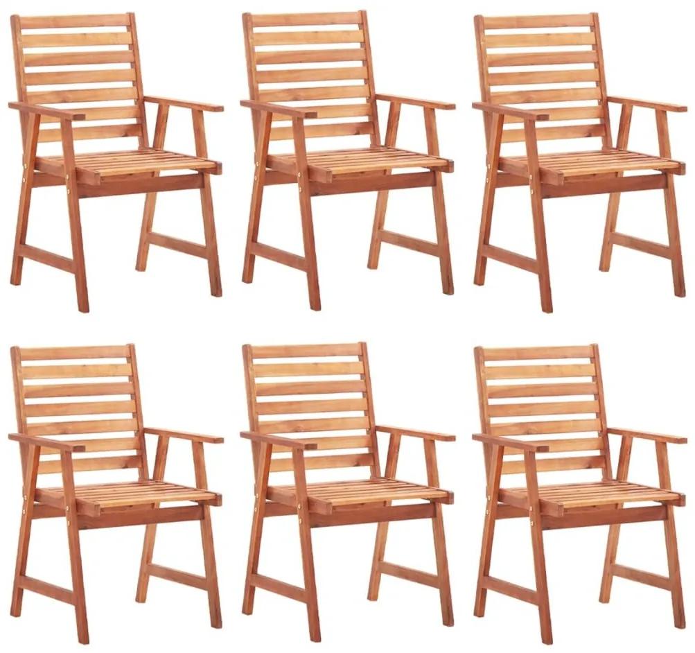 Καρέκλες Τραπεζαρίας Εξ. Χώρου 6 τεμ. Ξύλο Ακακίας με Μαξιλάρια - Καφέ