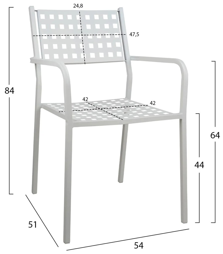 Καρέκλα - Πολυθρόνα ZETA C5031.02 Μεταλλική Λευκή 54x51x84 εκ. 54x51x84 εκ.