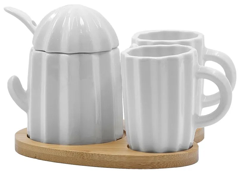 CACTUS ΚΟΥΠΑ ESPRESSO SET ΜΕ ΖΑΧΑΡΙΕΡΑ ΠΟΡΣΕΛΑΝΗ BAMBOO ΛΕΥΚΟ ΦΥΣΙΚΟ 11,5x12,5xΗ11cm