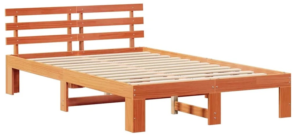vidaXL Σκελετός Κρεβατιού Καφέ 140 x 190 cm Μασίφ ξύλο πεύκου