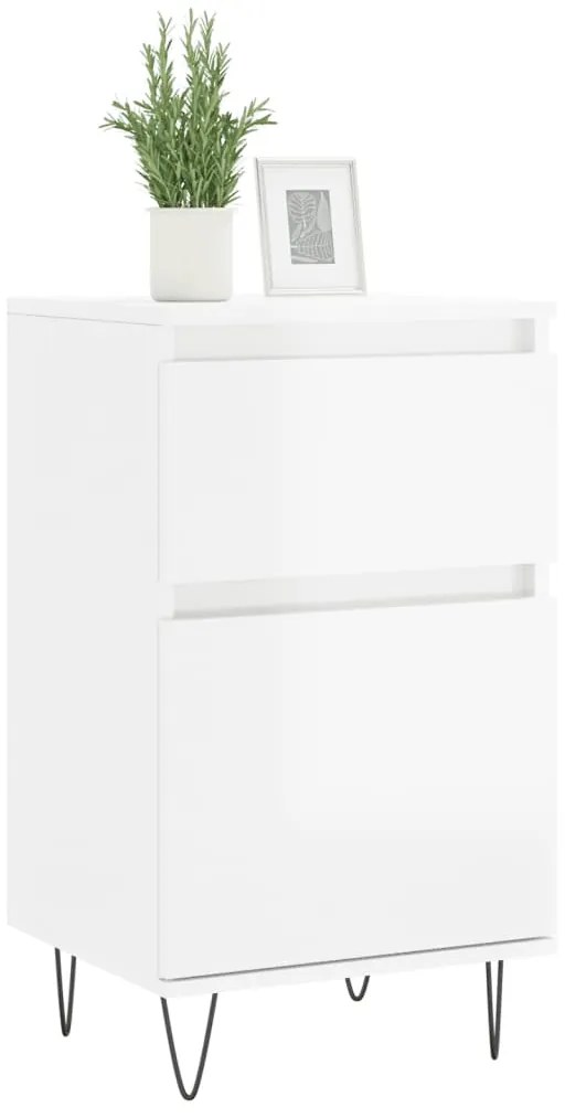 vidaXL Ντουλάπια 2 τεμ. Γυαλιστ. Λευκό 40x35x70 εκ. από Επεξεργ. Ξύλο