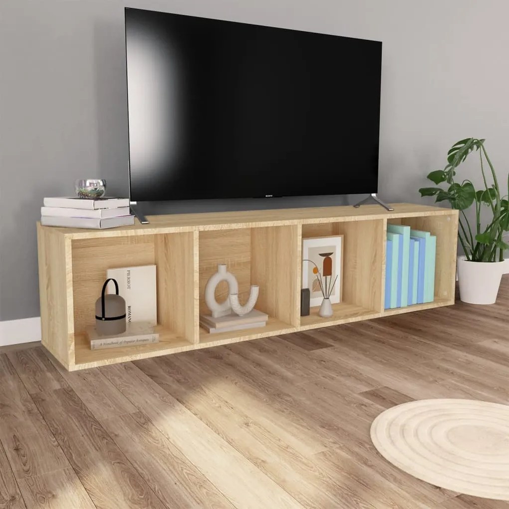 vidaXL Βιβλιοθήκη/Έπιπλο TV Sonoma Δρυς 36x30x143 εκ. από Επεξ. Ξύλο