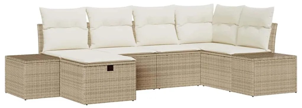 vidaXL Σετ Καναπέ Κήπου με μαξιλάρι 6 pcs Μπεζ συνθετικό ρατάν
