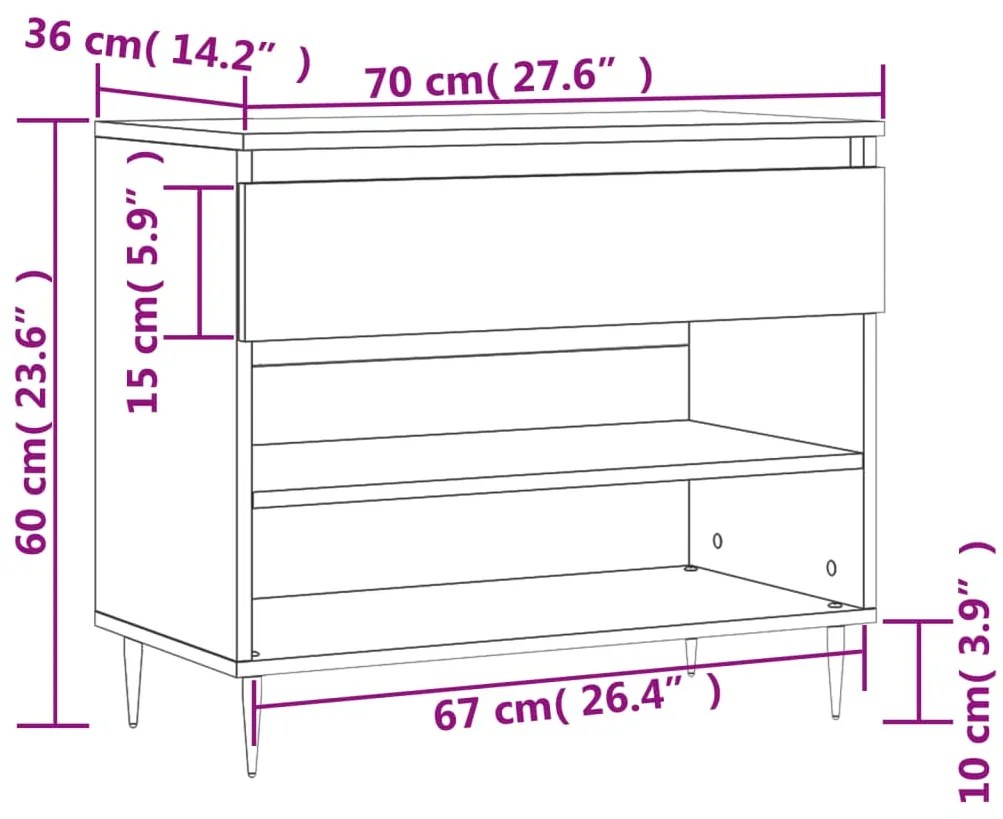 Παπουτσοθήκη Γκρι Σκυροδέματος 70x36x60 εκ. Επεξεργασμένο Ξύλο - Γκρι