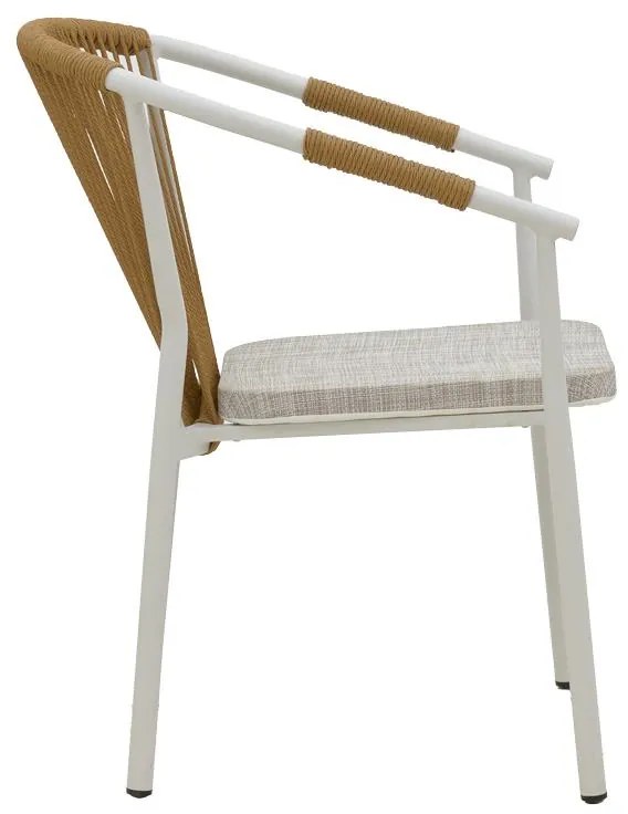 Καρέκλα - Πολυθρόνα αλουμινίου Convince στοιβαζόμενη λευκός σκελετός-textilene φυσικό rattan 56x63x82 εκ. 56x63x82 εκ.