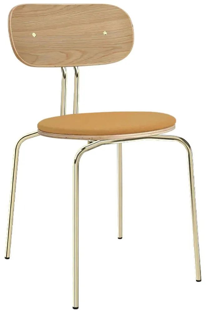 Καρέκλα Τραπεζαρίας Curious Brass 5916-1C719-06 44,5x48x77,5cm Oak-Tangerine Umage Steel,Polywood