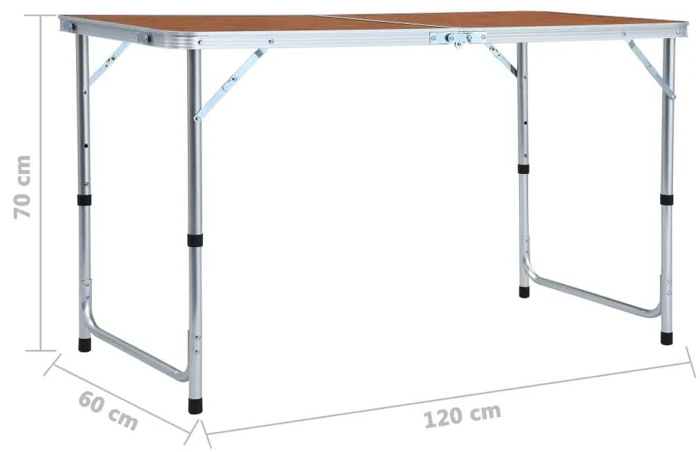 Τραπέζι Κάμπινγκ Πτυσσόμενο 120 x 60 εκ. Αλουμινίου - Καφέ