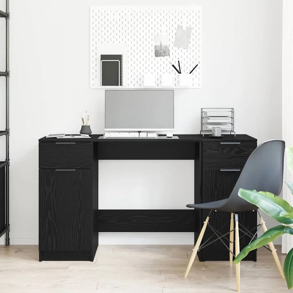 vidaXL Γραφείο Μαύρη δρυς 133 x 50 x 75 εκ Επεξεργασμένο ξύλο