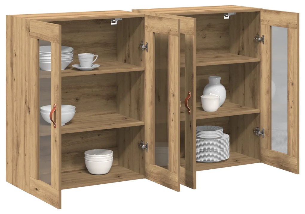 vidaXL Τοίχου Cabinets 2 τεμ Καρυδιά 69,5x34x90 εκ Κατασκευασμένο Ξύλο