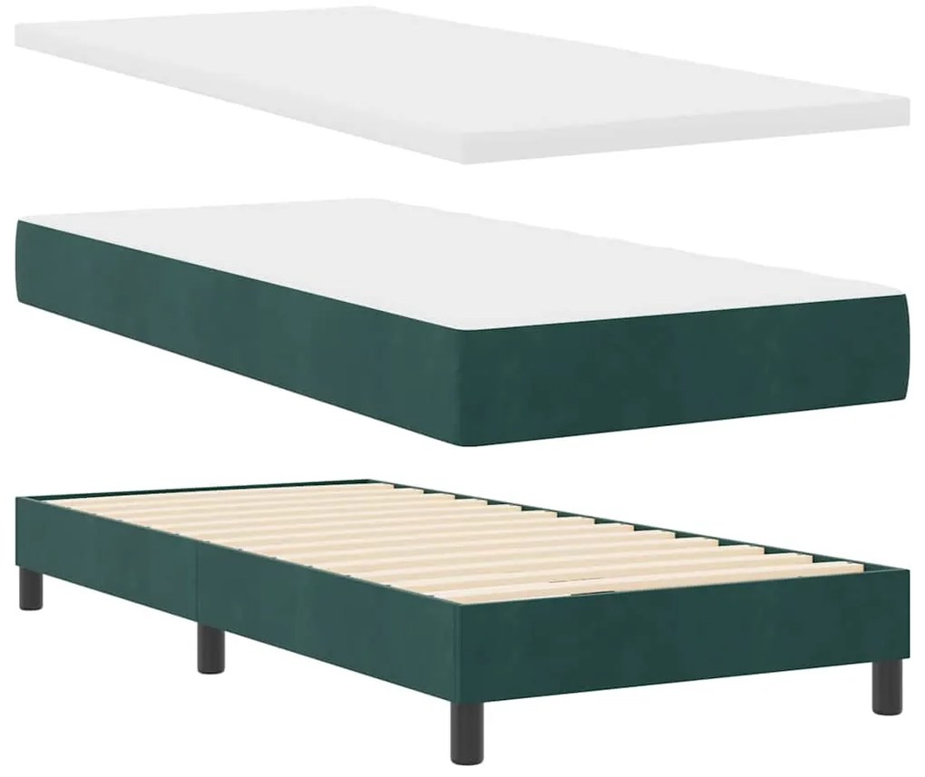 vidaXL Κρεβάτι με ελατήρια Σκούρο πράσινο 100 x 200 cm Βελούδο