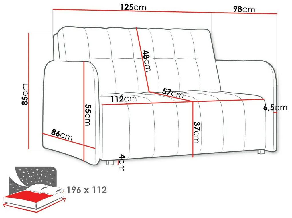 Καναπές κρεβάτι Columbus 177, Αριθμός θέσεων: 2, Αποθηκευτικός χώρος, 85x125x98cm, 55 kg, Πόδια: Ξύλο | Epipla1.gr