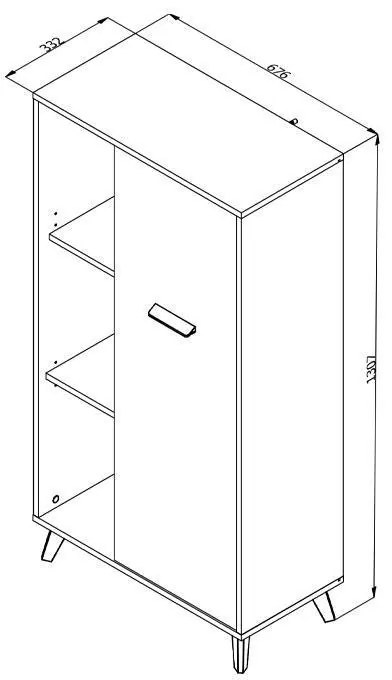 Βιτρίνα Umbria POP Γκρί Δρύς - Μαύρο 67x33x130 εκ. 67x33x130 εκ.