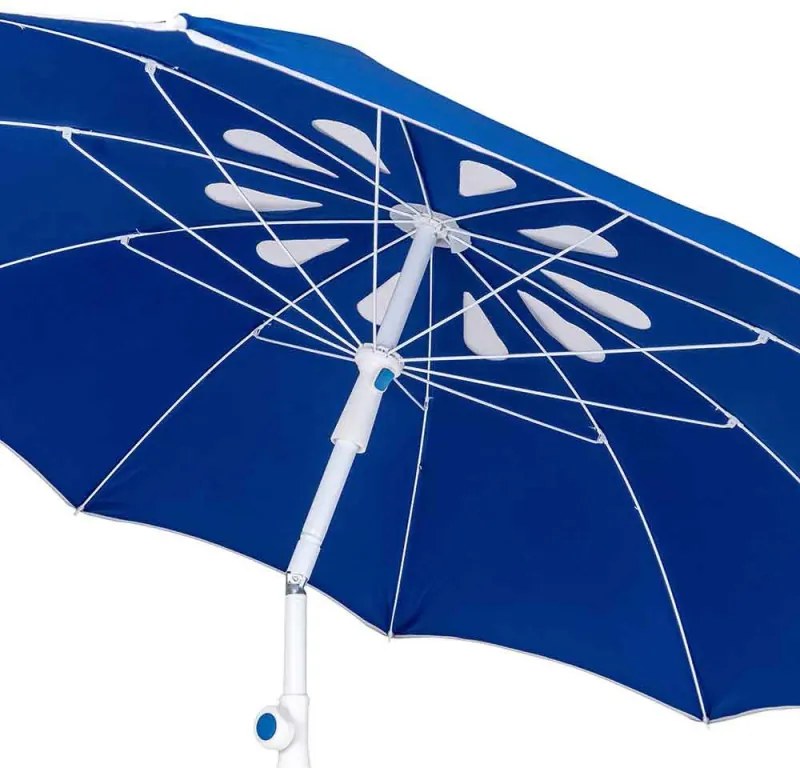 Ομπρέλα παραλίας MUHLER 2117 1008638, Ø190 cm, 210 cm ύψος, 10 νευρώσεις, UV προστασία UPF 50+, Μπλε