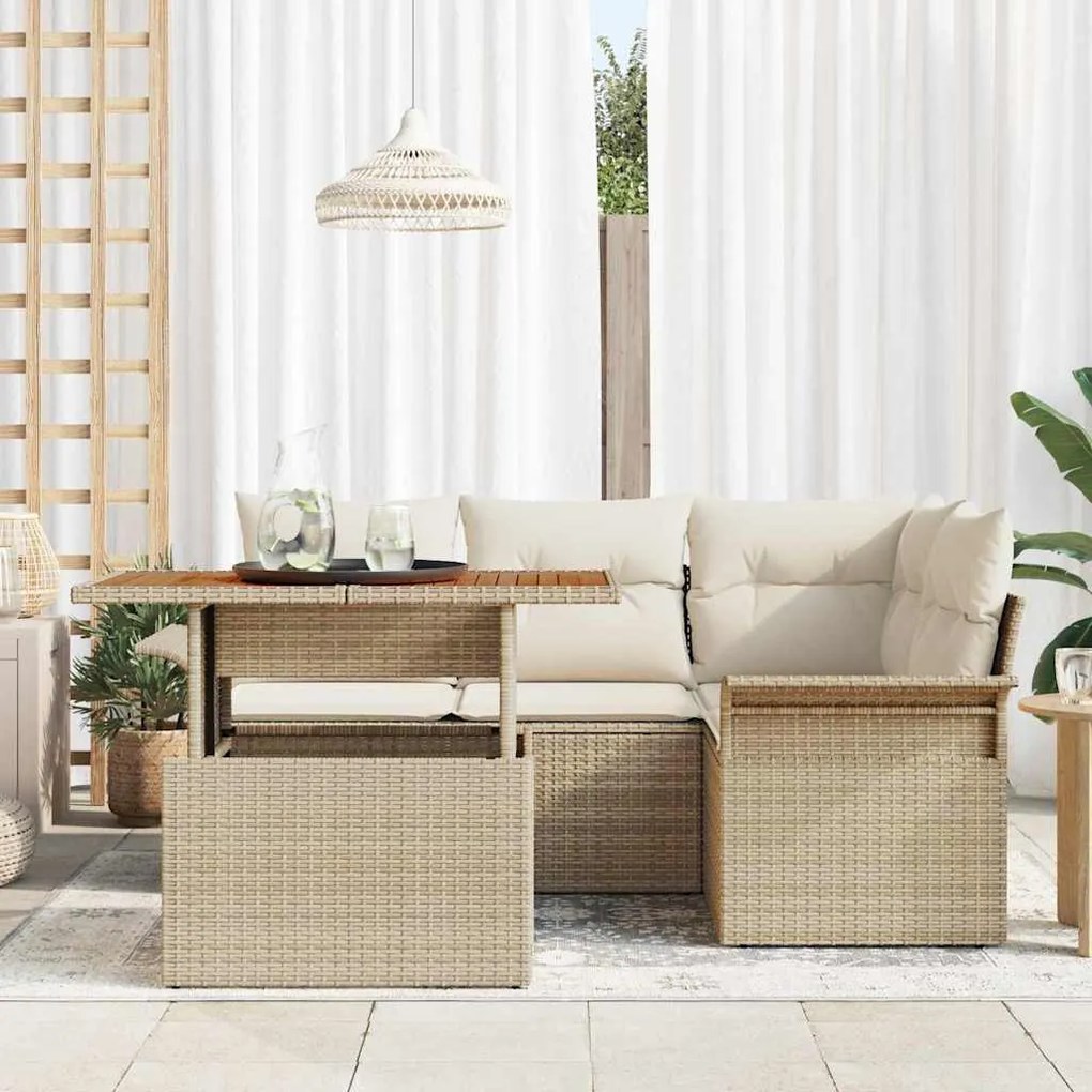 vidaXL Σετ Καναπέ Κήπου 5 pcs μπεζ και κρεμ 100 x 55 x 73 εκ