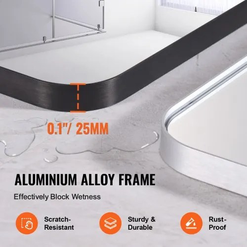 VEVOR Square Wall Mounted Mirror 36&quot; x 72&quot; Mirror with Aluminium Alloy Frame