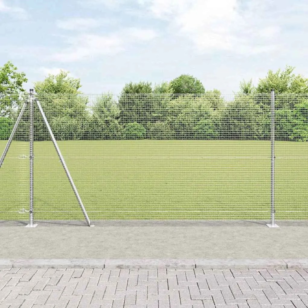vidaXL Φράχτης με Στήλες. Ασημί 1.2 x 25 m Ατσάλι