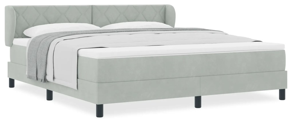 vidaXL ΒίνταXL Κρεβάτι Box Spring με Στρώμα σε Ανοιχτό Γκρι, 180x200 εκ, Βελούδο