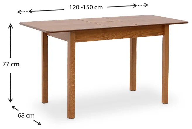 Τραπέζι Bergen Megapap μασίφ ξύλο-MDF επεκτεινόμενο χρώμα καρυδί 120/150x68x77εκ. - Ξύλο - GP039-0007,1