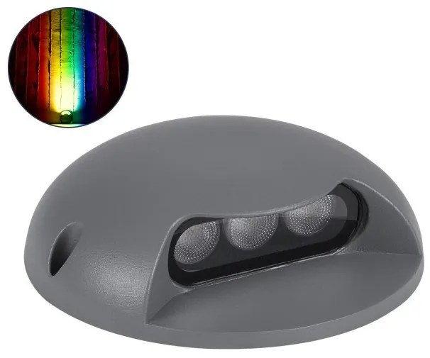 Επίτοιχο Σποτ Φωτιστικό Τοίχου LED 6W IP65 RGB-Ανθρακί STEP-LUNA 90624 Globostar-90624-Ανθρακί 90624